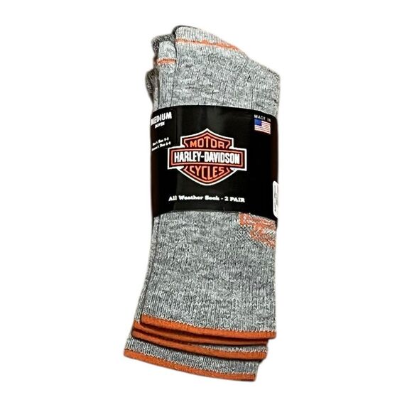 Harley-Davidson Wolverine Gray And Orange Casual Socks, 2 Pairs, Size M, NWT - Picture 1 of 6